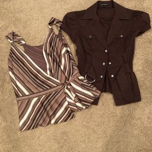 Short sleeve express blazer and sleeveless combo